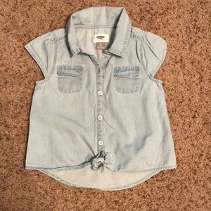 Old navy chambray short sleeve tie front button top